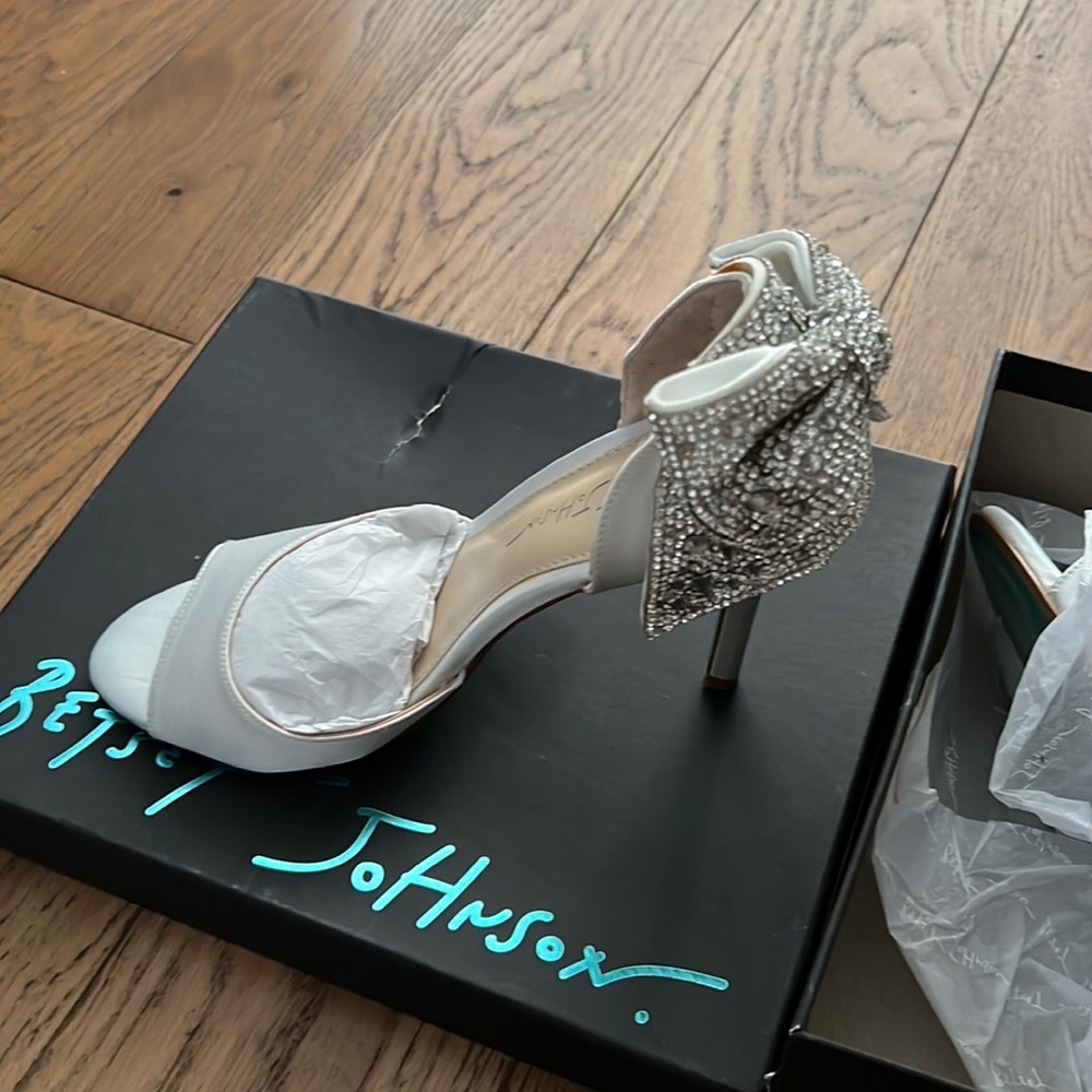 Betsy Johnson rhinestone bow wedding heel
